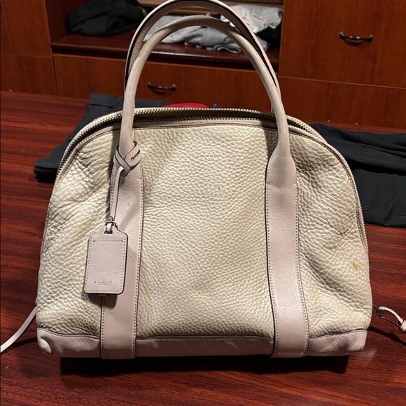 Coach Handbags - Coach Off-White Leather Satchel